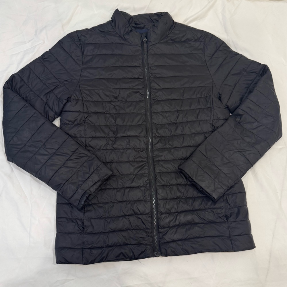 Lands' End Boys XL 18-20 Black Puffer Jacket Full Zip Lightweight Quilted Coat